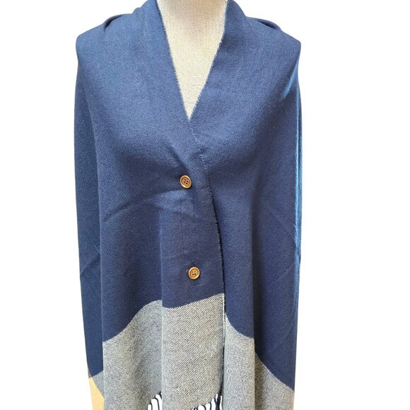 HB By Harve' Bernard Women's Navy Button Front Shawl - Picture 5 of 5